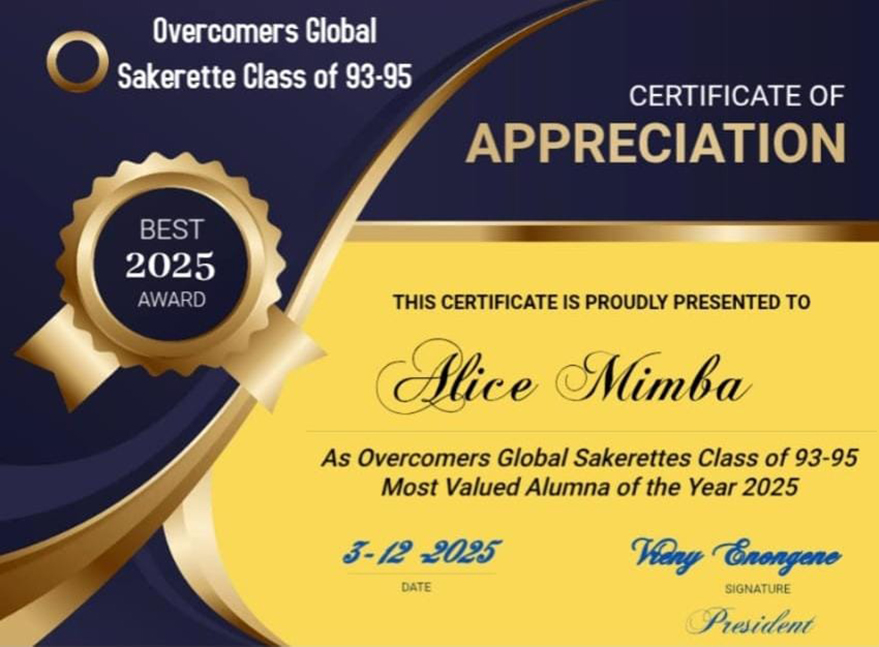 Alice certificate of appreciation Year 2025